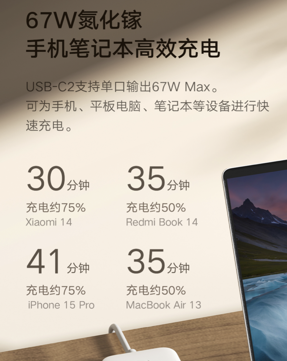 小米 67W 快充插线板京东开售：6 位电源插孔 + 2C 1A，售 99 元  第4张