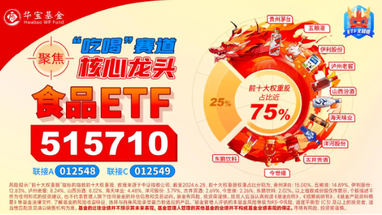 白酒龙头大面积上扬，食品ETF（515710）盘中摸高1.25%！主力资金跑步进场  第4张