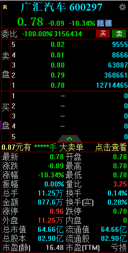 广汇汽车、广汇转债竞价双双跌停  第2张