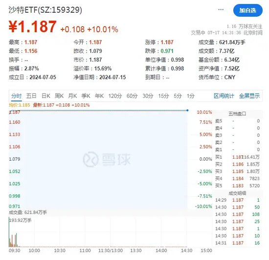 两只沙特ETF，连续涨停！  第1张