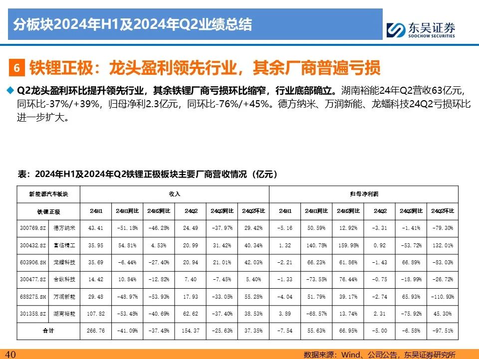 【东吴电新】电动车24Q2财报总结：整车与电池环节依然强势，龙头穿越周期  第40张