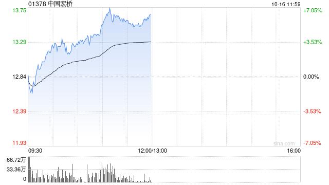 中国宏桥早盘涨幅持续扩大 股价现涨逾6%  第1张